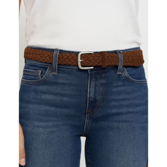 ABRECOMBIE & FITCH Braided Belt SMALL Brown BUFFALO Leather size S/M - Picture 1 of 8